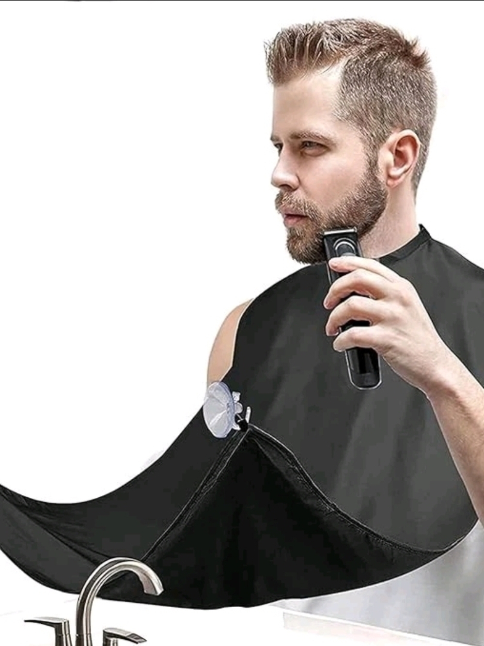 Men's Black Beard Trimming Cape - Grooming Apron